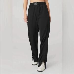Alo Yoga Prizewinner Track Pants Black Wide Leg Logo Waistband Athleisure Small